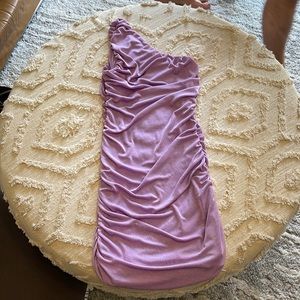 Stretchy lavender one shoulder dress